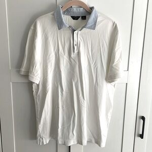 Black Brown 1826 men’s white polo shirt with blue collar